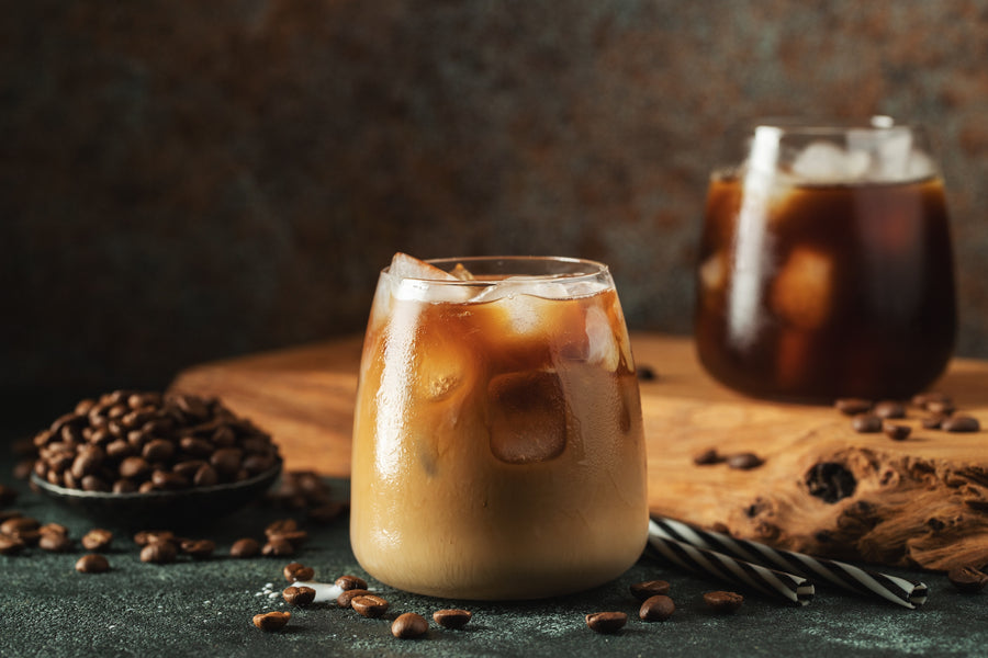 Captivating image of Mediterranean Iced Coffee: A refreshing blend by Filo Dessert Co, combining bold, rich coffee with a cool, invigorating finish. An enticing escape to sun-soaked mornings by the Mediterranean, captured in every sip.
